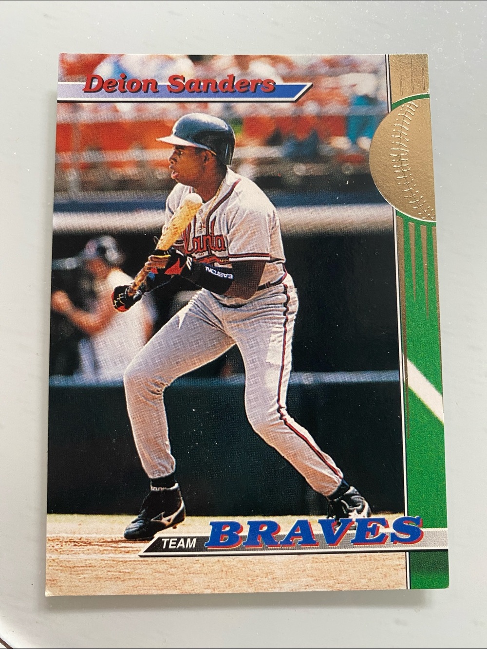 Topps 1993 Deion Sanders Atlanta Braves Baseball Card - Green Border